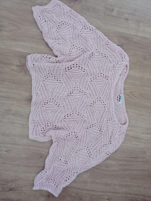 Top crochet Stradivarius rosa palo talla S