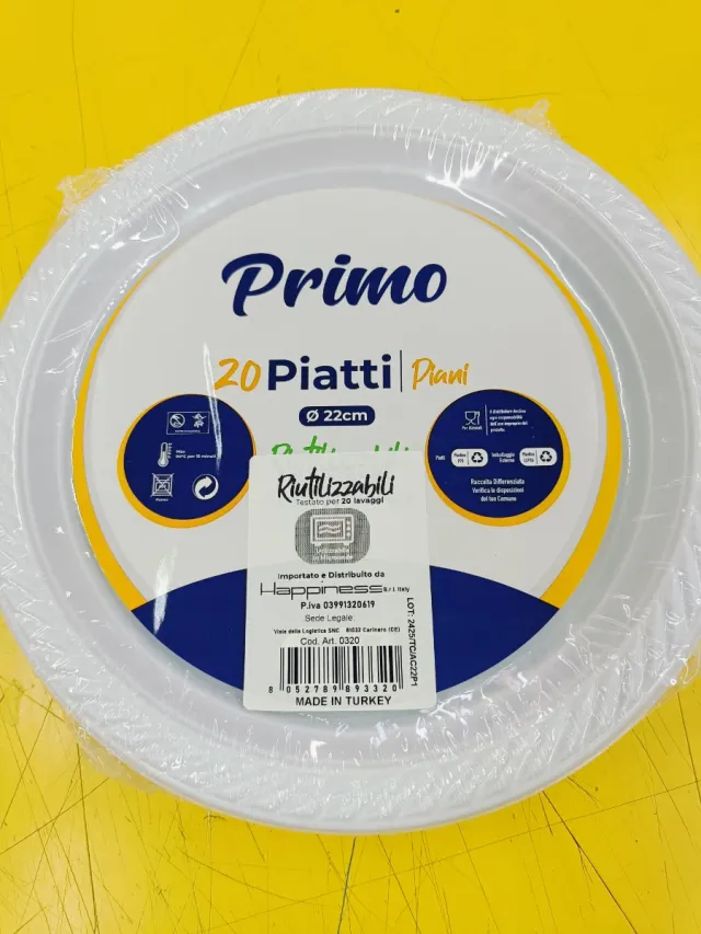 20 Piatti Piani plastica riutilizzabili 22cm