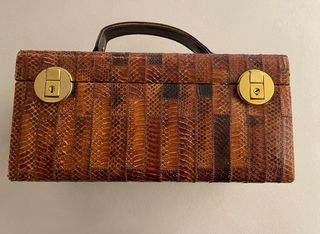 Bauletto vintage pelle serpente oro