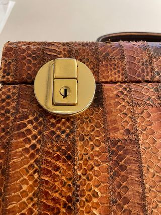 Bauletto vintage pelle serpente oro