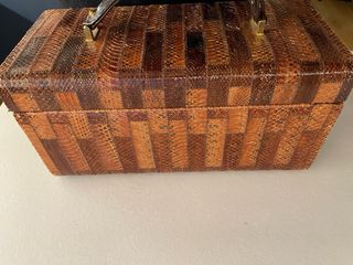 Bauletto vintage pelle serpente oro