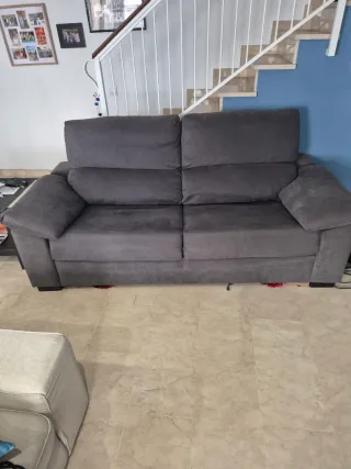 Sofá Cama 2 Plazas Gris Tela