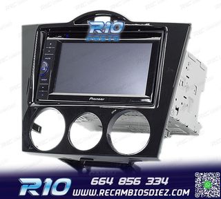 MARCO NEGRO BRILLO RADIO 2-DIN PARA MAZDA RX-8 03-08 AIRE AC