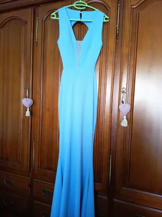 Vestido largo sirena azul ,fabricado en italia