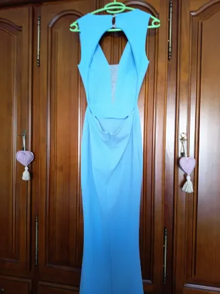 Vestido largo sirena azul ,fabricado en italia