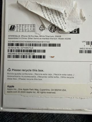 iPhone 16 Pro Max 256GB Titanio Bianco