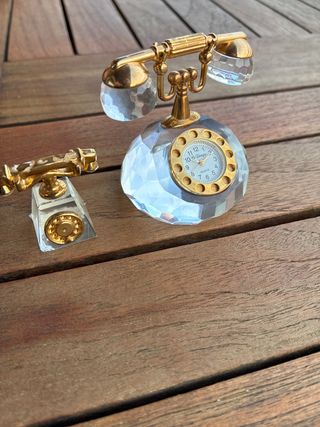 2 Teléfonos Vintage Cristal Miniatura