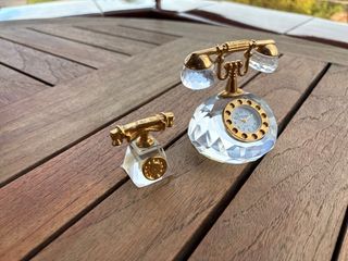 2 Teléfonos Vintage Cristal Miniatura