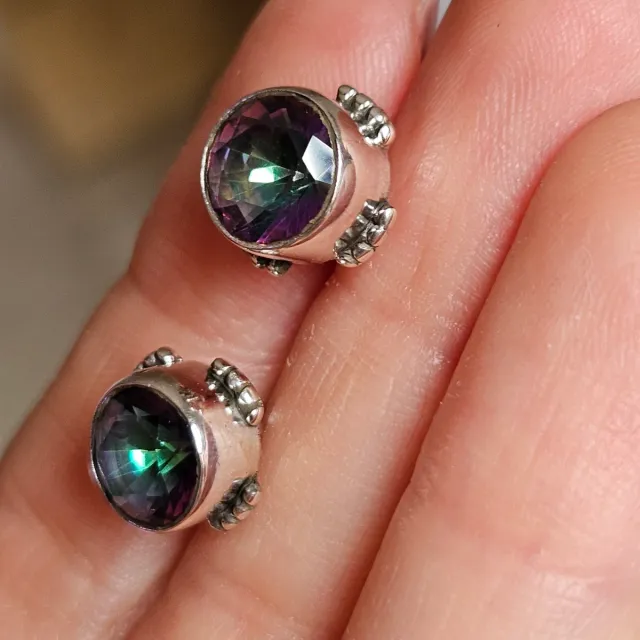 Pendientes Plata 925 Topacio Místico Morado