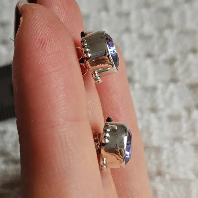Pendientes Plata 925 Topacio Místico Morado