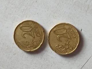 Moneda 20 céntimos España 2006 y 2008