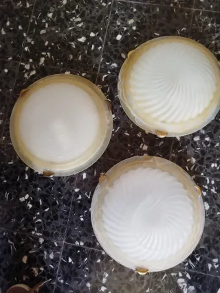 Set 3 Plafoniere Vetro Oro Bianco