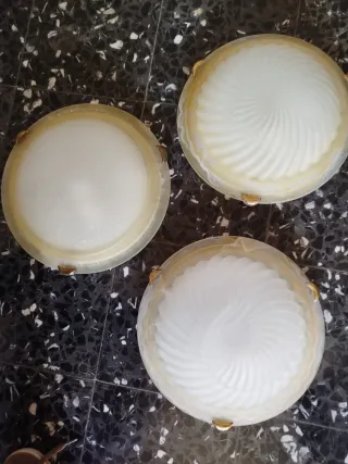 Set 3 Plafoniere Vetro Oro Bianco