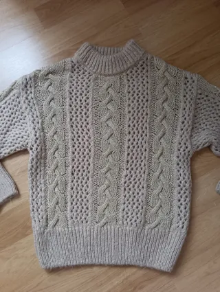 Jersey Zara beige trenzado talla M