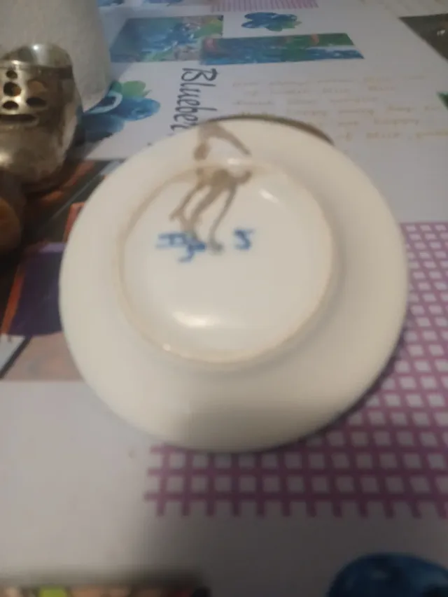 Plato decorado a mano con pájaro