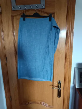 Falda pareo tejido denim azul