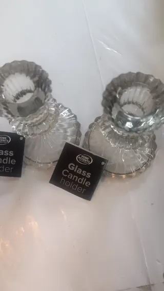 Coppia portacandele in vetro