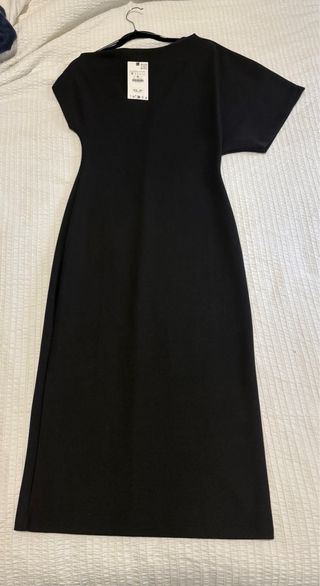 Vestido Negro Asimétrico Zara Talla M