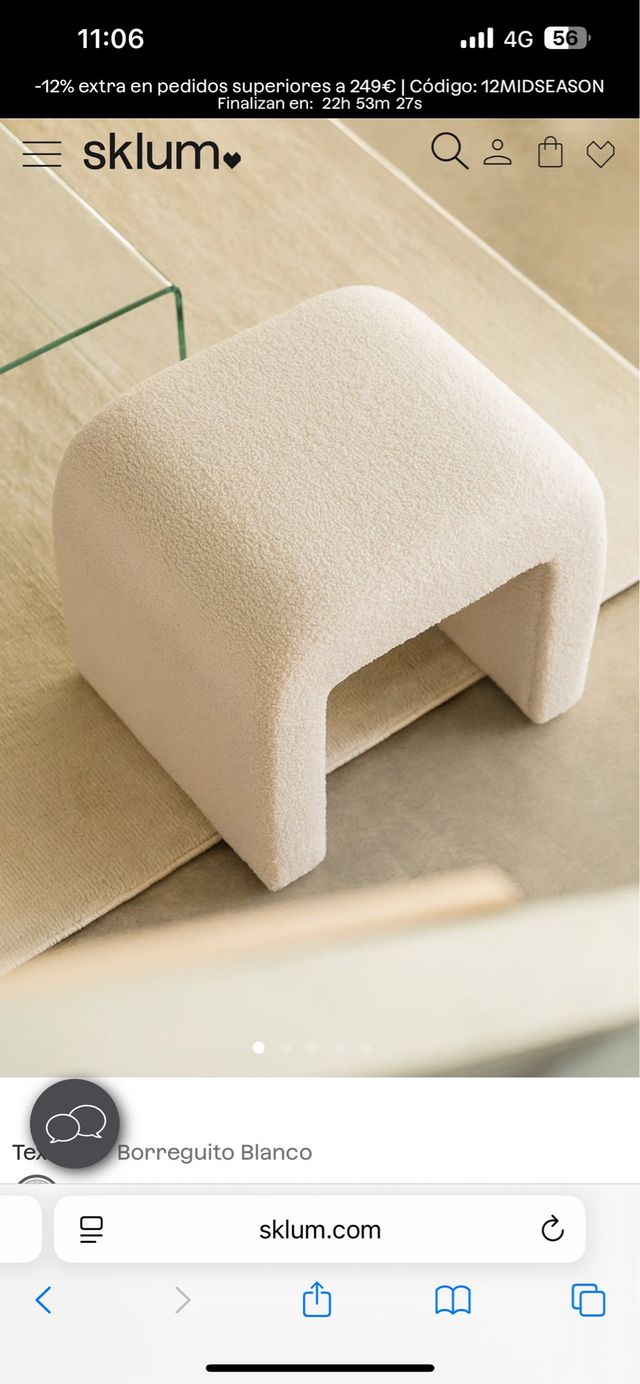 Taburete bajo borreguito Sklum