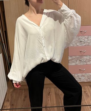 Camisa vaporosa blanca talla única