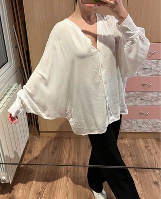 Camisa vaporosa blanca talla única