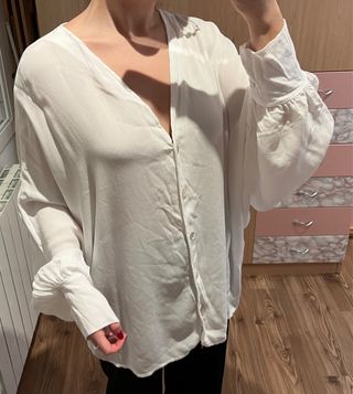 Camisa vaporosa blanca talla única