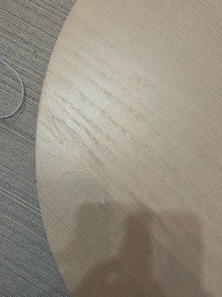 Mesa redonda Ikea beige madera