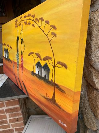 oportunidad,Lienzo pintado a mano paisaje africano