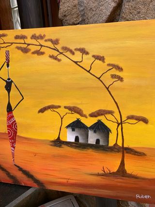 oportunidad,Lienzo pintado a mano paisaje africano