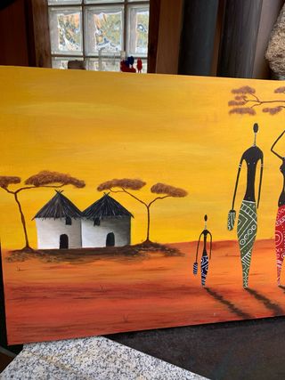 oportunidad,Lienzo pintado a mano paisaje africano