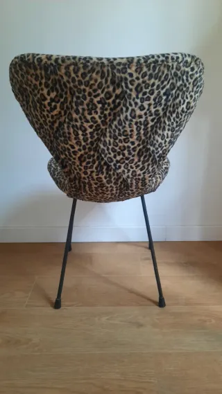 Silla Vintage Leopardo Tela y Metal