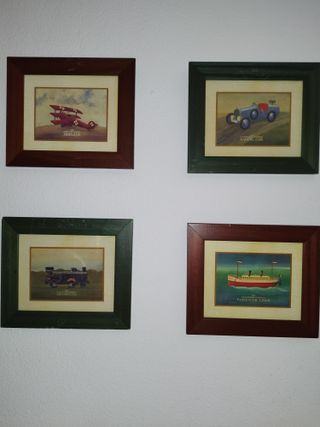 Set di 4 quadri decorativi: veicoli vintage