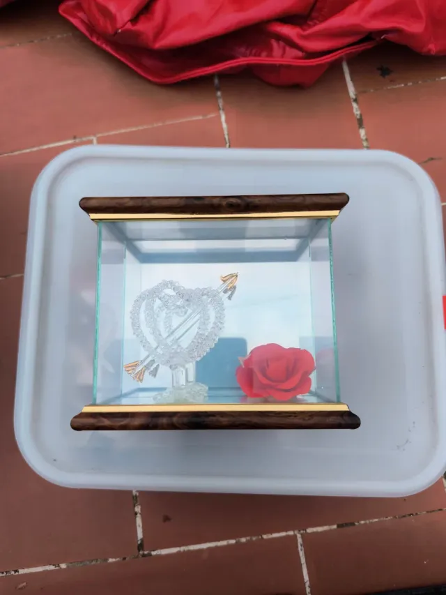 Decoración Corazón Flecha Cristal Rosa