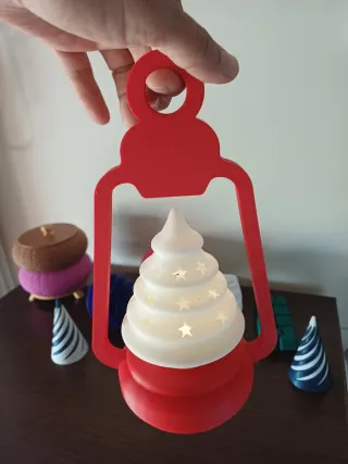 Lamparita Navideña Árbol Roja y Blanca