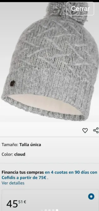 Gorro Buff de punto gris con pompón