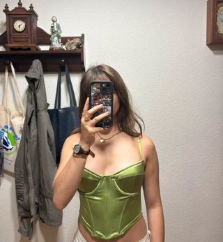 Top Corsé Verde Satén