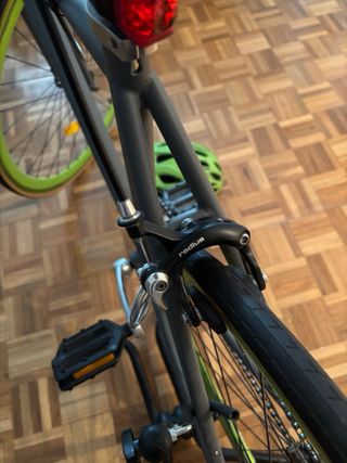 Bicicleta Fixie Talla M Gris Ruedas Verdes