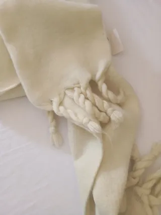 Sciarpa donna beige con frange