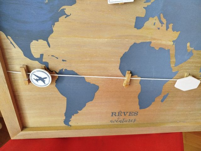 Mappa del mondo su lavagna, foto in legno