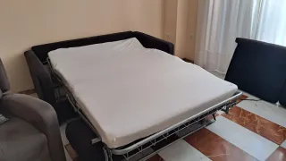 Sofá Cama Tela Marrón Oscuro
