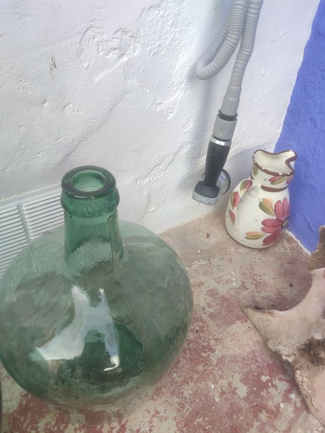 2 damajuanas antiguas de vidrio