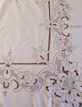 Mantelería antigua de algodón con 10 servilletas