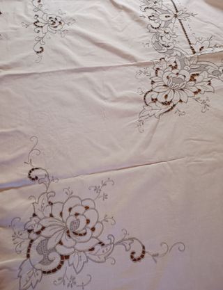 Mantelería antigua de algodón con 10 servilletas