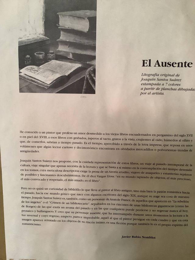 Litografía Original El Ausente Joaquín Santos65x53