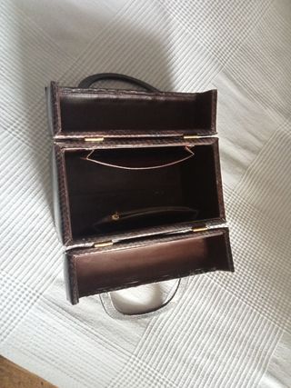 Neceser vintage piel serpiente cierre dorado