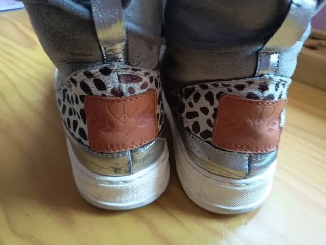 Botas Dolfie Piel Beige y Plateadas