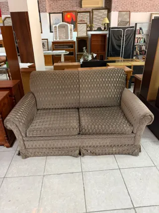 Sofá cama tela beige y marrón
