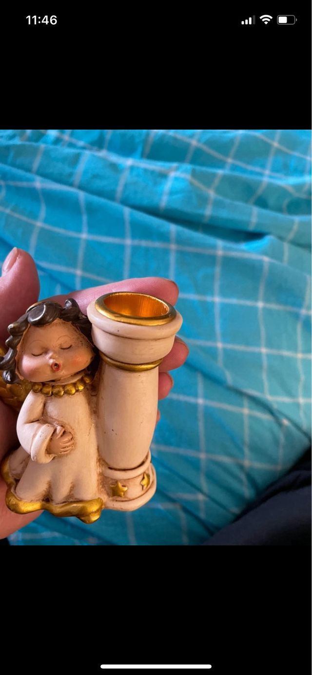 Porta candela angelo ceramica