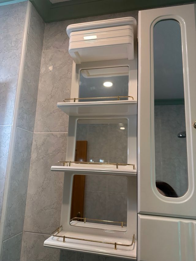 Mueble Estantería Baño con Espejo Blanco