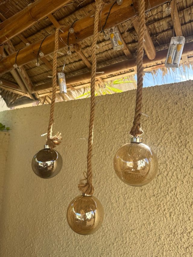 3 Lámparas Jardín Cuerda Pilas